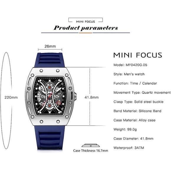 Watch Wristwatch Fashion Hollow Big Dial Luminous Waterproof Sport Analog Quartz - Picture 5 of 6